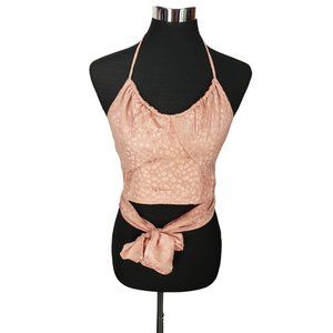 Dizzy Lizzy Women Wrap‎ Size XL Pink Leopard Halter Tank Top